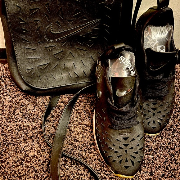 Nike Shoes - Black Nike shoes with matching purse with Adjustable strap in good condition
